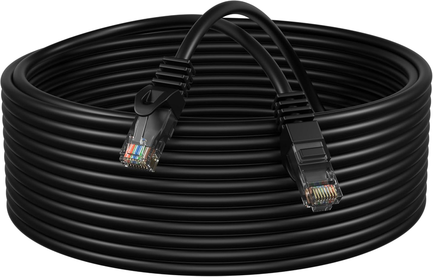 High-Speed Cat5E 75FT Ethernet Patch Cable - 350MHz, Perfect for PC, Laptop, Modem, Router, TV, Printer, and Gaming Consoles - Ideal for Home and Office Use - Sleek Black Design