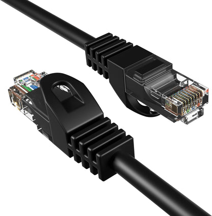 High-Speed Cat5E 75FT Ethernet Patch Cable - 350MHz, Perfect for PC, Laptop, Modem, Router, TV, Printer, and Gaming Consoles - Ideal for Home and Office Use - Sleek Black Design