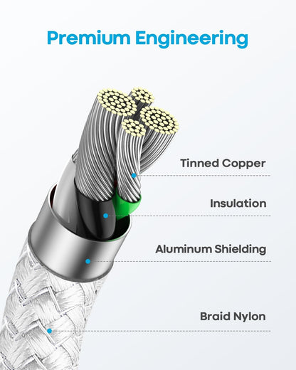 Short USB C Cable 1Ft, 2 Pack USB a to USB C Carplay Cable for Iphone 17 Air 16 15 Pro Max Plus, Short USBC Car Charger Cord, White