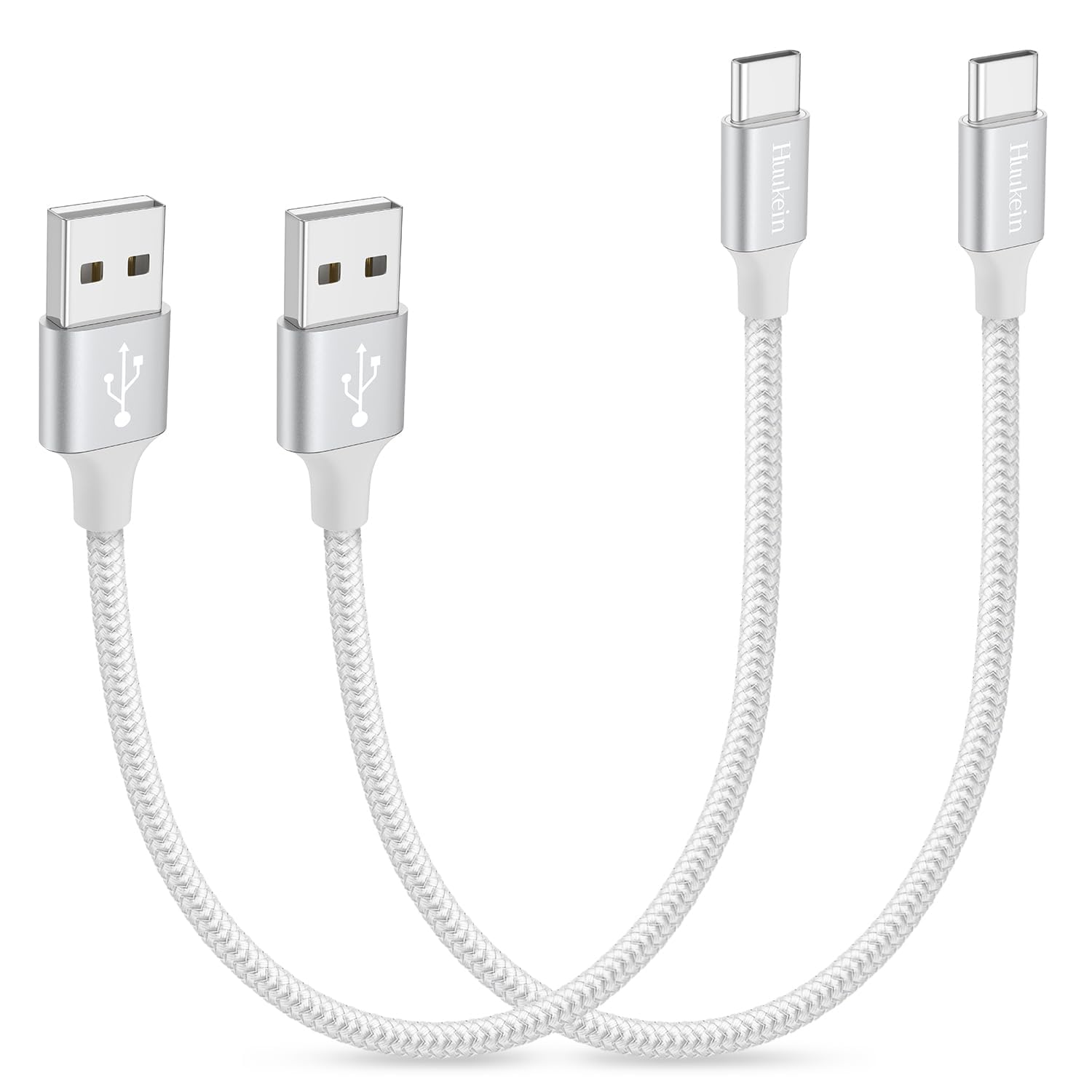 Short USB C Cable 1Ft, 2 Pack USB a to USB C Carplay Cable for Iphone 17 Air 16 15 Pro Max Plus, Short USBC Car Charger Cord, White