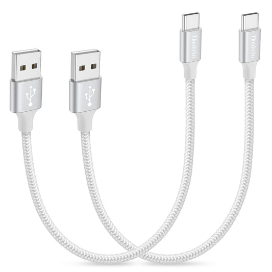 Short USB C Cable 1Ft, 2 Pack USB a to USB C Carplay Cable for Iphone 17 Air 16 15 Pro Max Plus, Short USBC Car Charger Cord, White