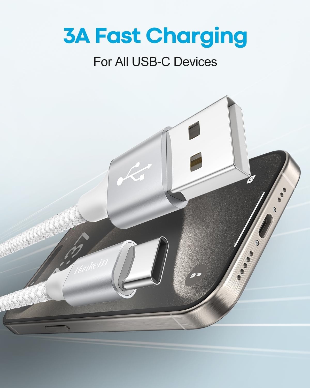 Short USB C Cable 1Ft, 2 Pack USB a to USB C Carplay Cable for Iphone 17 Air 16 15 Pro Max Plus, Short USBC Car Charger Cord, White