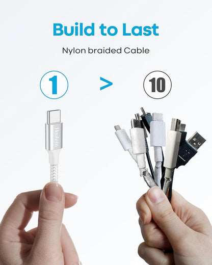 Short USB C Cable 1Ft, 2 Pack USB a to USB C Carplay Cable for Iphone 17 Air 16 15 Pro Max Plus, Short USBC Car Charger Cord, White